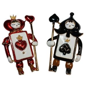 Two Fantasy Card Guard People Pin Brooch Set